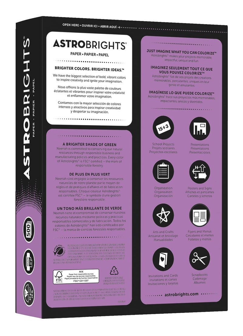 Wausau Astrobrights 24# Writing Paper, 500 count, Planetary Purple, 8.5 x 11 Inch (21678 ) - Image 2
